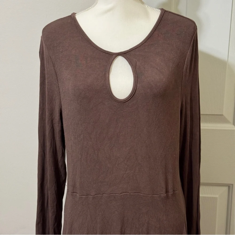 SHEIN Brown Crew Neck Long Sleeve Sheath Dress, size 2XL - Picture 2 of 7